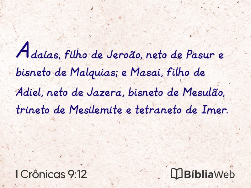 I Crônicas 9:12 em imagem para compartilhar
