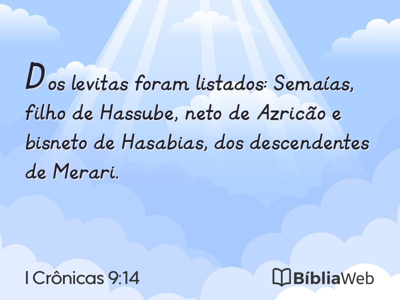 I Crônicas 9:14 em imagem para compartilhar