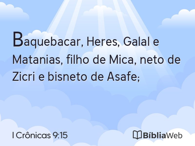 I Crônicas 9:15 em imagem para compartilhar