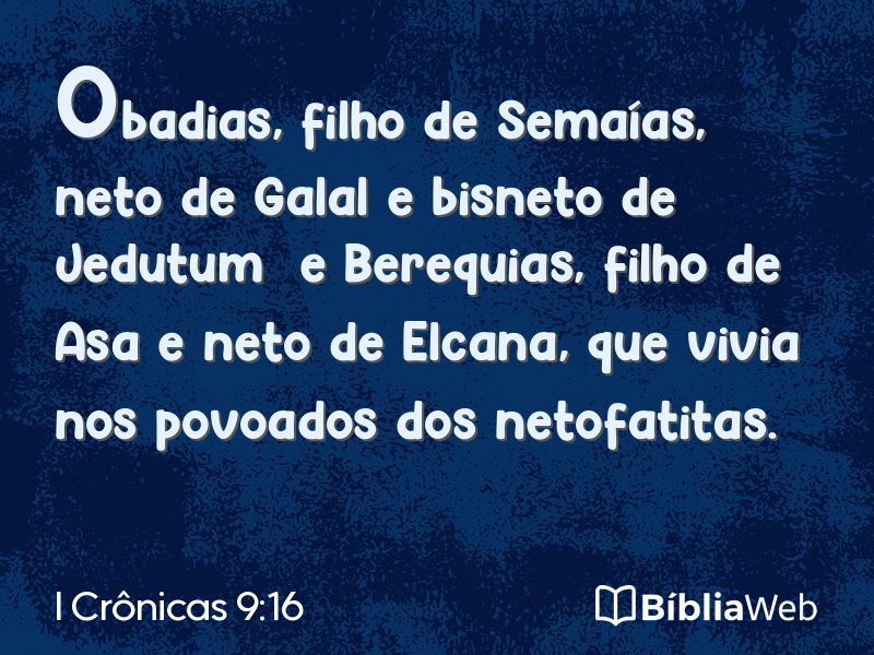 I Crônicas 9:16 em imagem para compartilhar