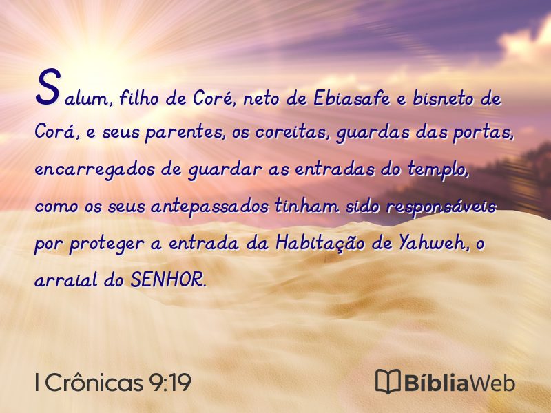 I Crônicas 9:19 em imagem para compartilhar