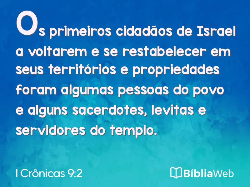 I Crônicas 9:2 em imagem para compartilhar