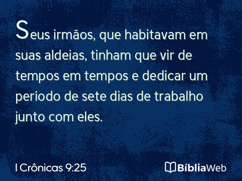 I Crônicas 9:25 em imagem para compartilhar