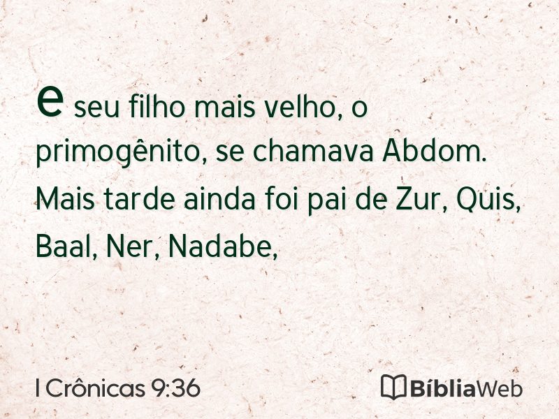 I Crônicas 9:36 em imagem para compartilhar