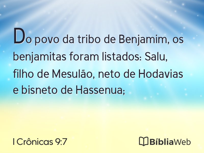 I Crônicas 9:7 em imagem para compartilhar