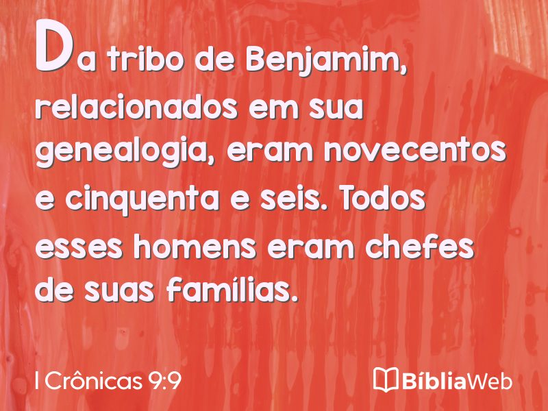 I Crônicas 9:9 em imagem para compartilhar