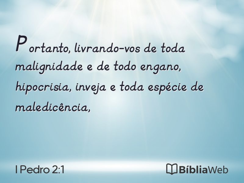 I Pedro 2:1 em imagem para compartilhar