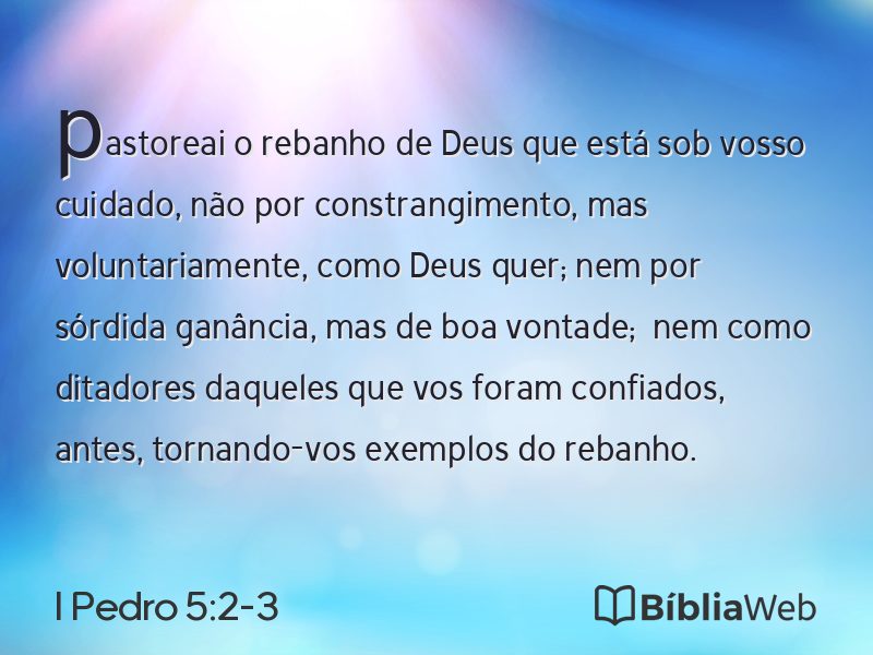 I Pedro 5:2-3 em imagem para compartilhar