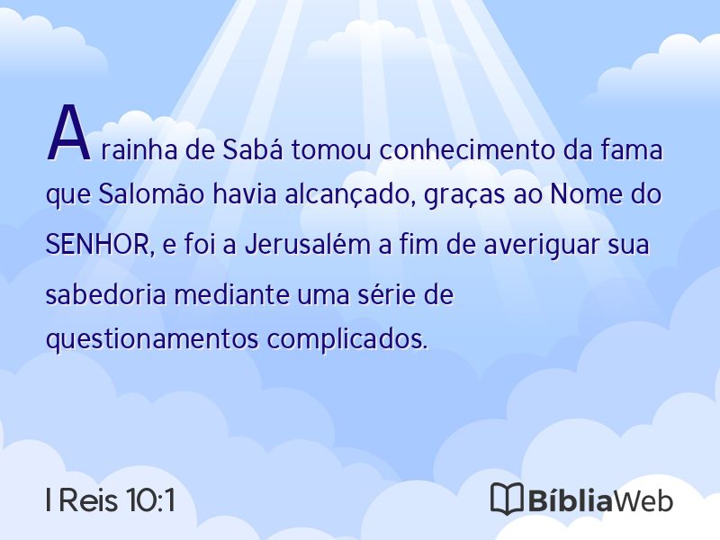 I Reis 10:1 em imagem para compartilhar