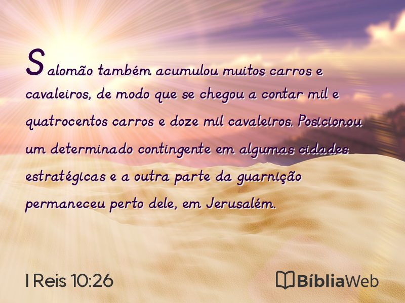 I Reis 10:26 em imagem para compartilhar