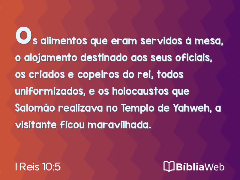 I Reis 10:5 em imagem para compartilhar
