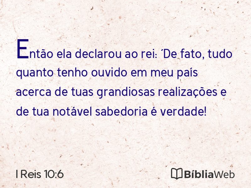 I Reis 10:6 em imagem para compartilhar