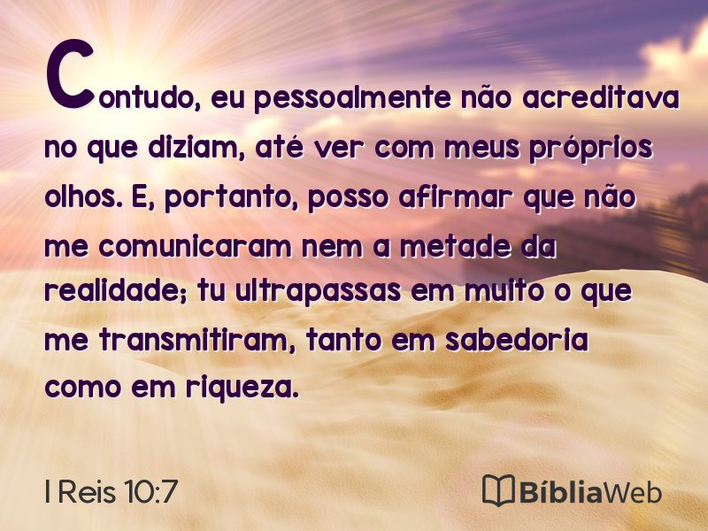 I Reis 10:7 em imagem para compartilhar