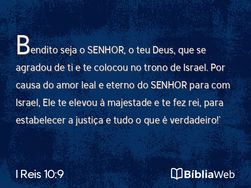 I Reis 10:9 em imagem para compartilhar