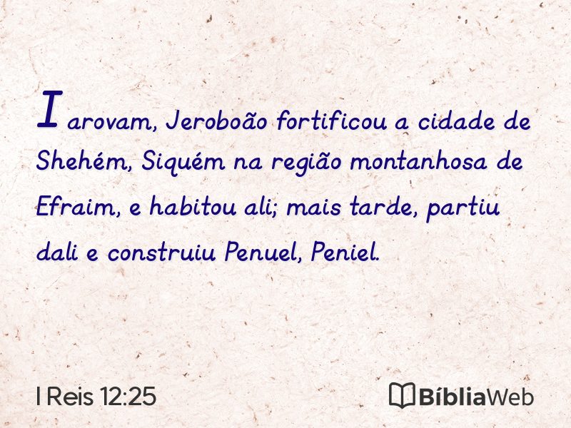 I Reis 12:25 em imagem para compartilhar