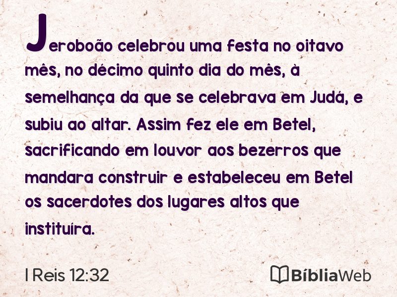 I Reis 12:32 em imagem para compartilhar