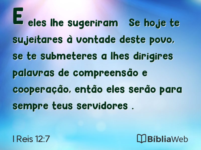 I Reis 12:7 em imagem para compartilhar