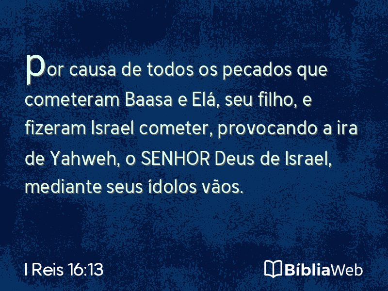 I Reis 16:13 em imagem para compartilhar