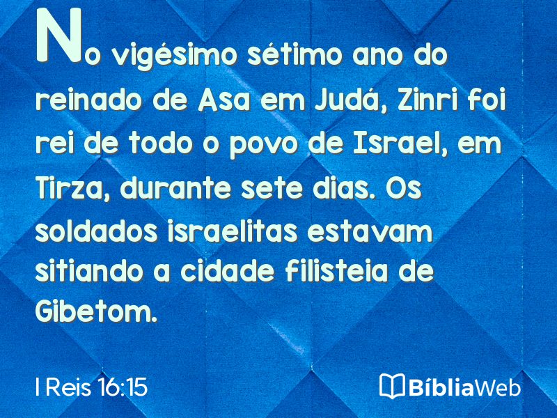 I Reis 16:15 em imagem para compartilhar
