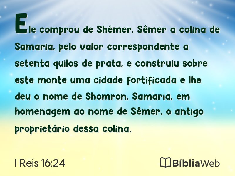 I Reis 16:24 em imagem para compartilhar