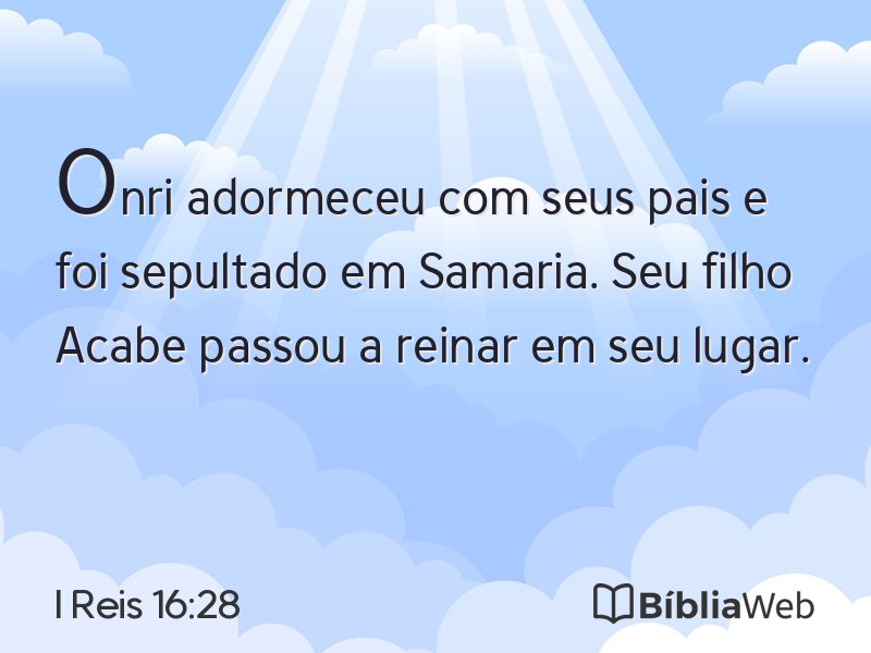 I Reis 16:28 em imagem para compartilhar