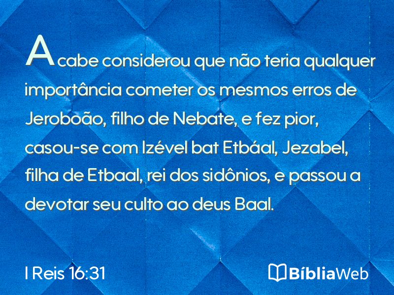 I Reis 16:31 em imagem para compartilhar