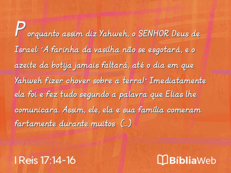 I Reis 17:14-16 em imagem para compartilhar