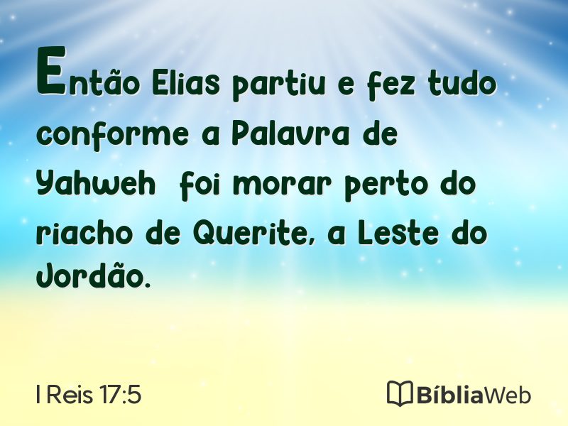 I Reis 17:5 em imagem para compartilhar