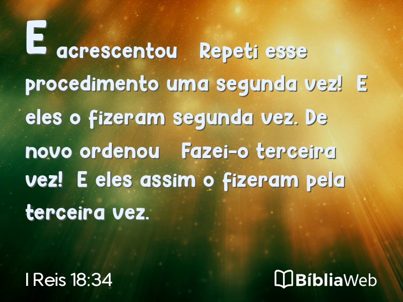 I Reis 18:34 em imagem para compartilhar