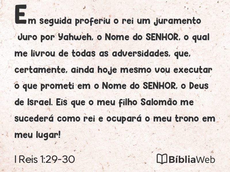 I Reis 1:29-30 em imagem para compartilhar