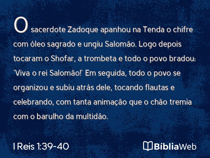 I Reis 1:39-40 em imagem para compartilhar