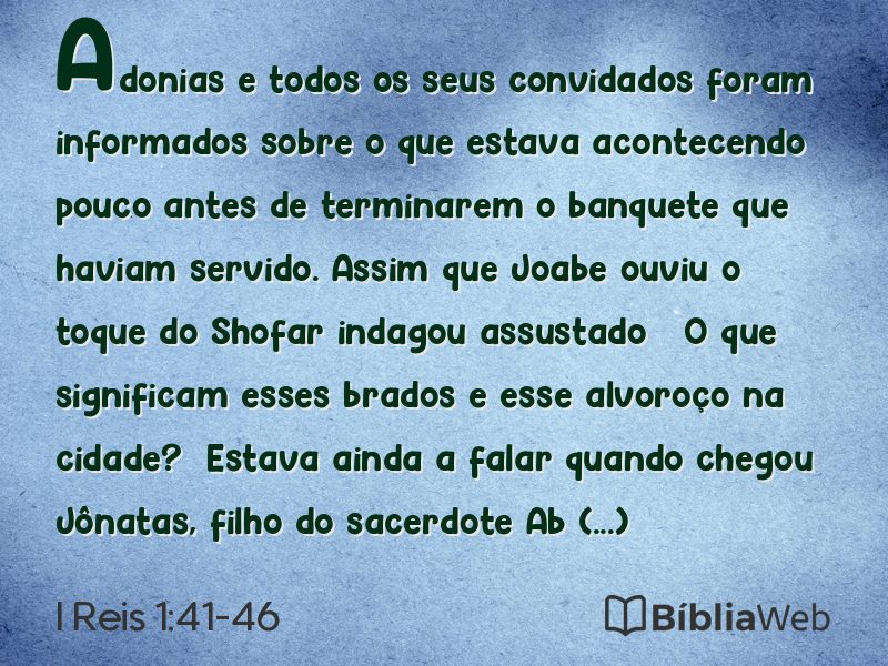 I Reis 1:41-46 em imagem para compartilhar