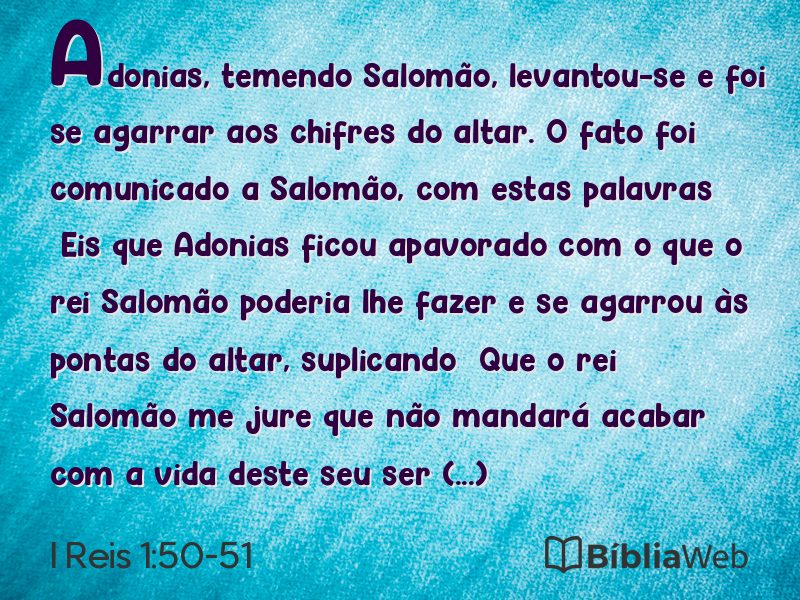 I Reis 1:50-51 em imagem para compartilhar