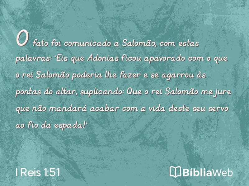 I Reis 1:51 em imagem para compartilhar
