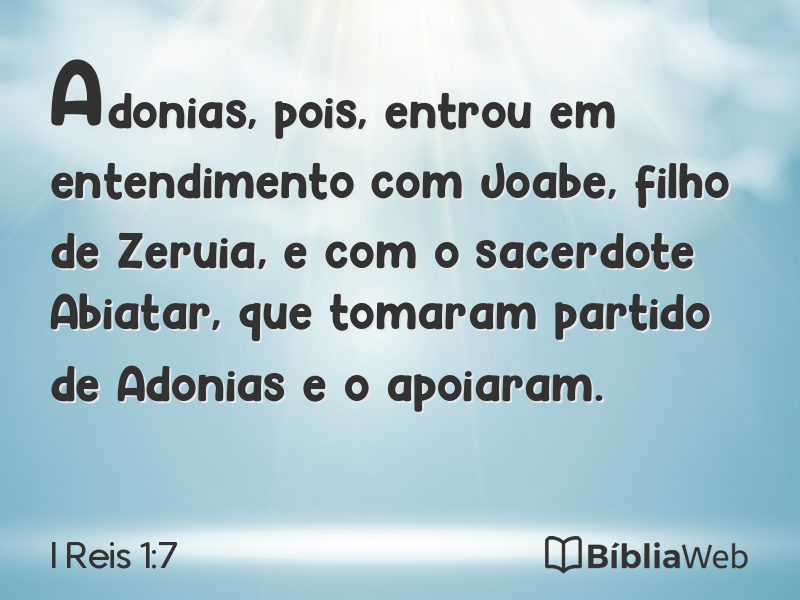 I Reis 1:7 em imagem para compartilhar