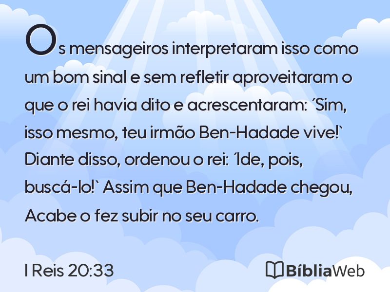 I Reis 20:33 em imagem para compartilhar
