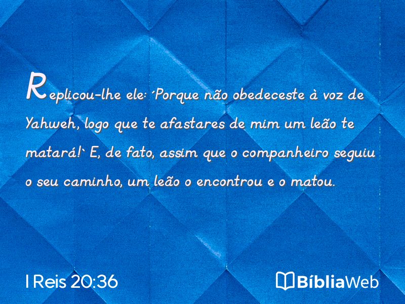 I Reis 20:36 em imagem para compartilhar