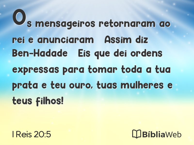 I Reis 20:5 em imagem para compartilhar