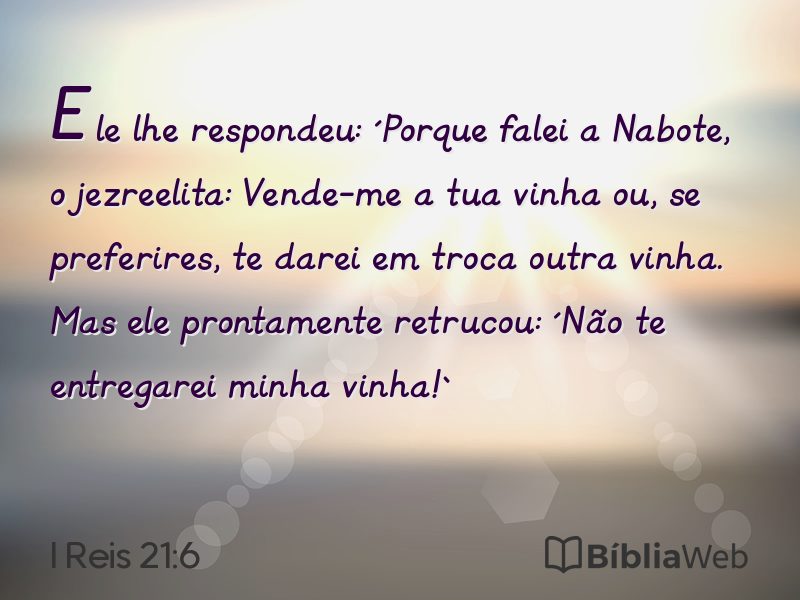 I Reis 21:6 em imagem para compartilhar