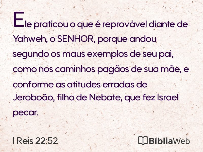 I Reis 22:52 em imagem para compartilhar