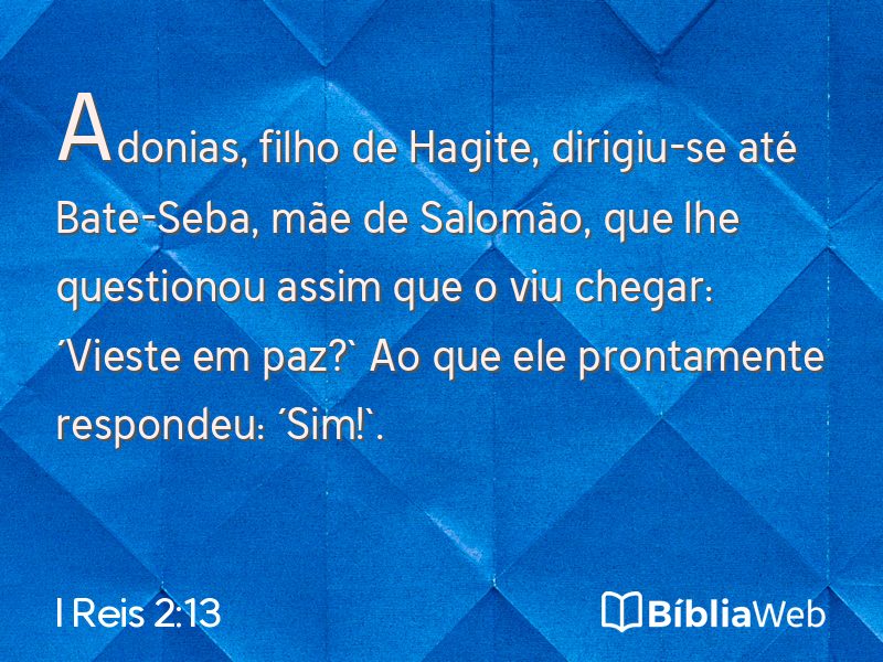 I Reis 2:13 em imagem para compartilhar