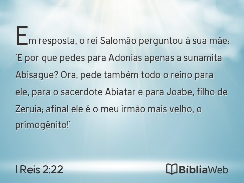 I Reis 2:22 em imagem para compartilhar