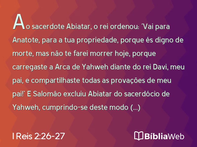 I Reis 2:26-27 em imagem para compartilhar