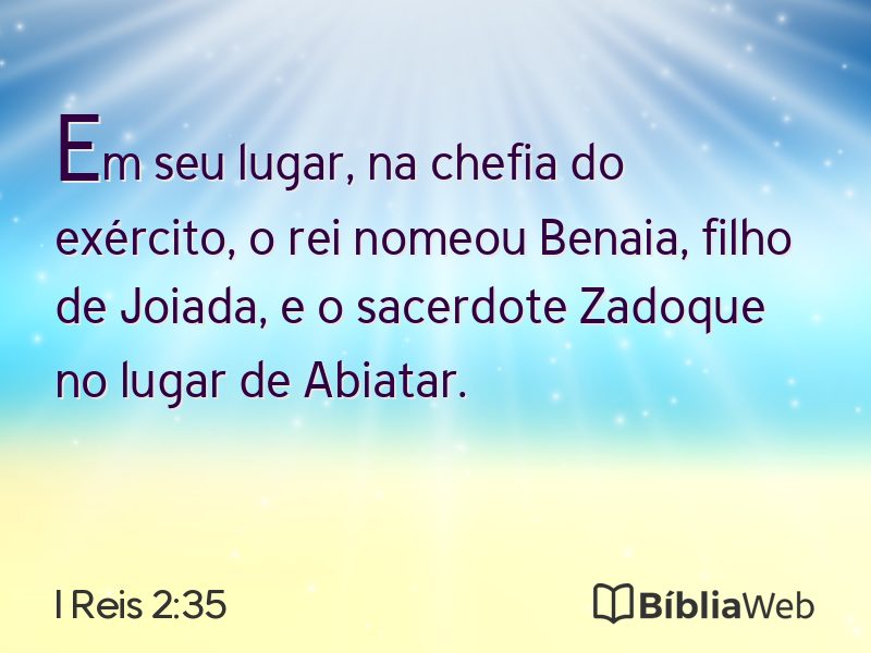 I Reis 2:35 em imagem para compartilhar