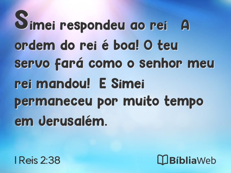 I Reis 2:38 em imagem para compartilhar