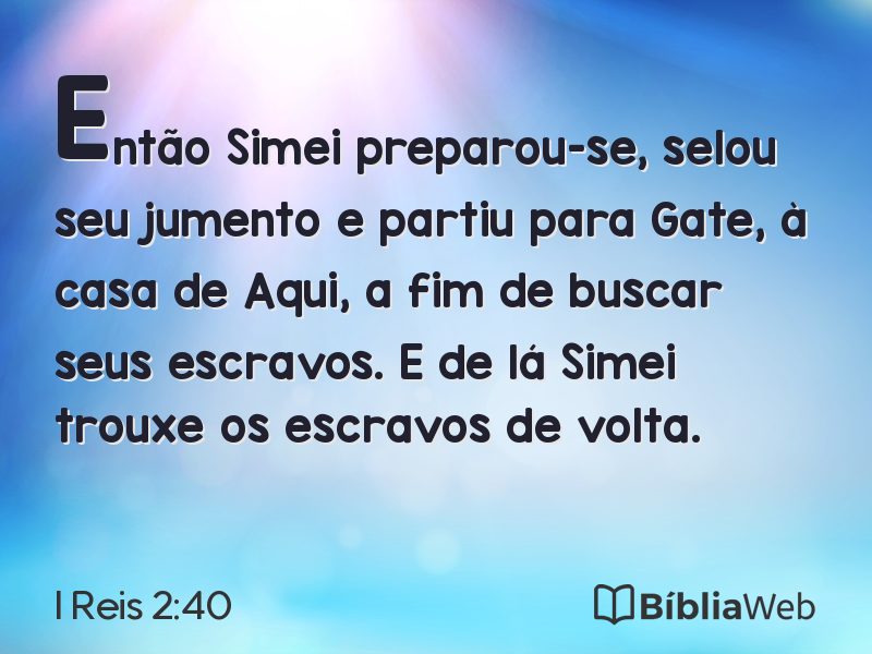 I Reis 2:40 em imagem para compartilhar