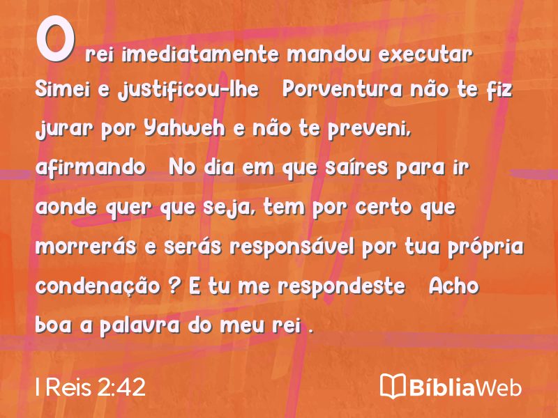 I Reis 2:42 em imagem para compartilhar