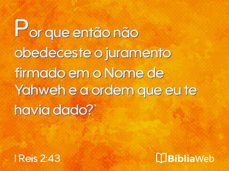 I Reis 2:43 em imagem para compartilhar