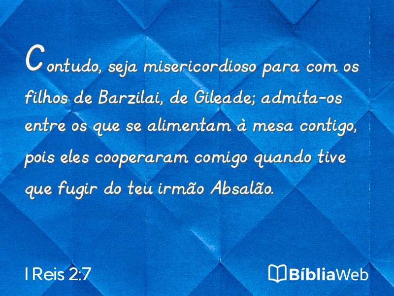 I Reis 2:7 em imagem para compartilhar