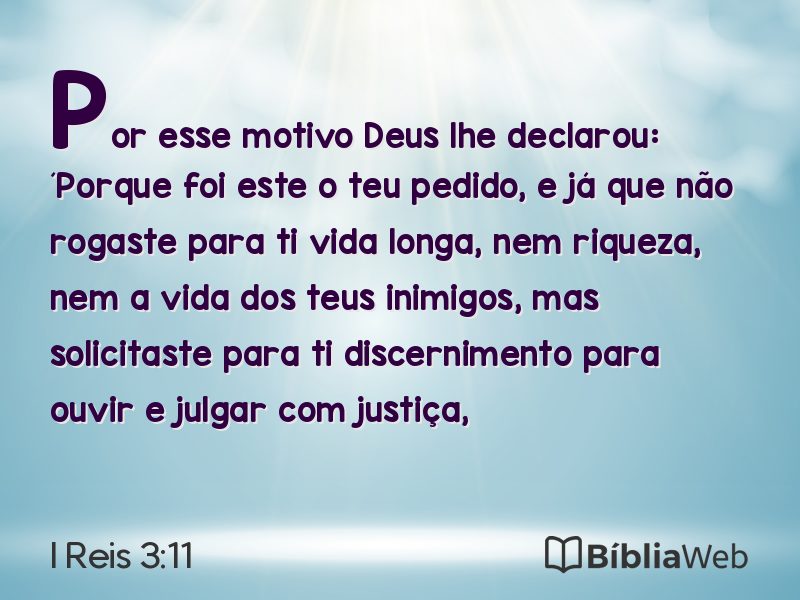 I Reis 3:11 em imagem para compartilhar
